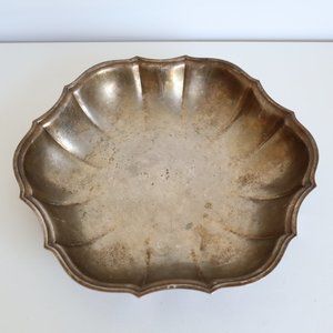 Vintage Metal Scalloped Edge Serving Dish